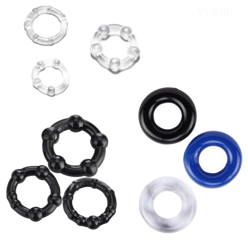 3 Rings Elastic for Pens, Ring for Improvement Performance, Rings with Beads for Delaying Ejaculation, Penis Trainer, Sexual Toys for Couples