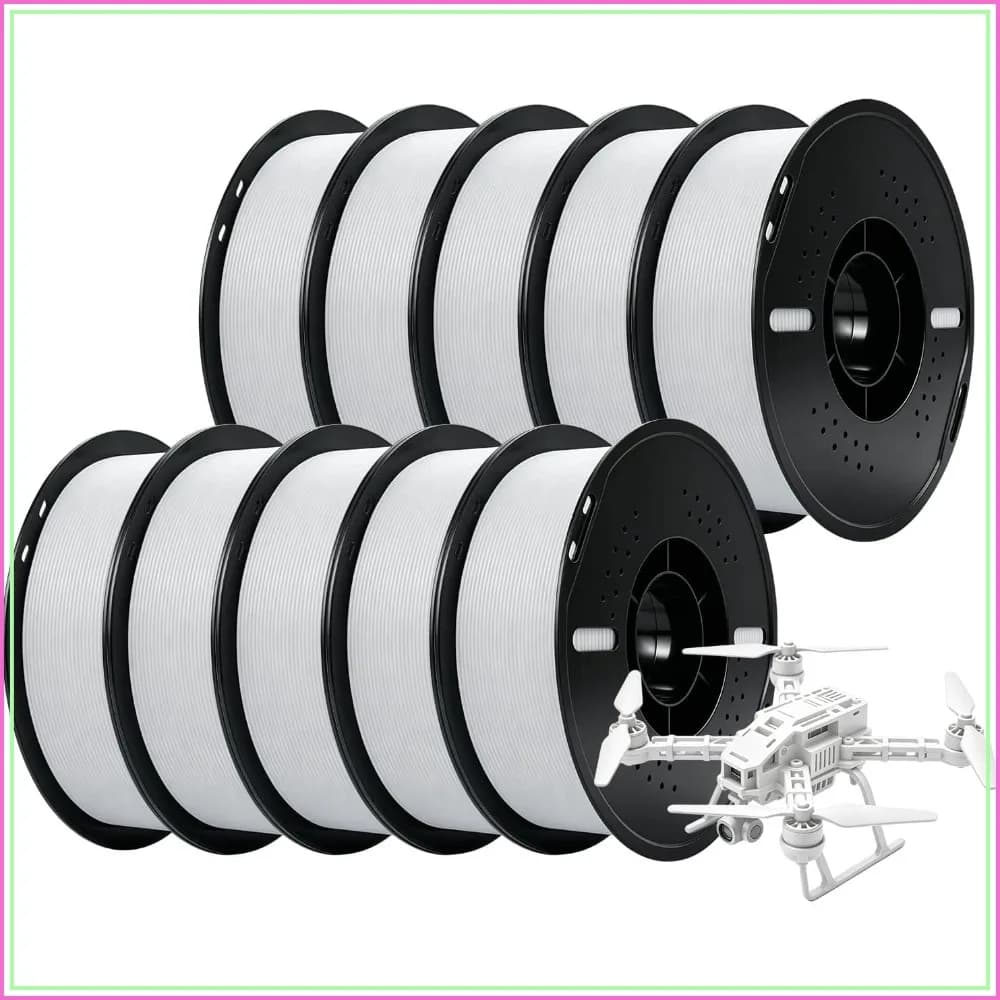 PLA+ 3D Printer Filament 10kg Spool, 1.75mm, White, Dimensional Accuracy ±0.03mm