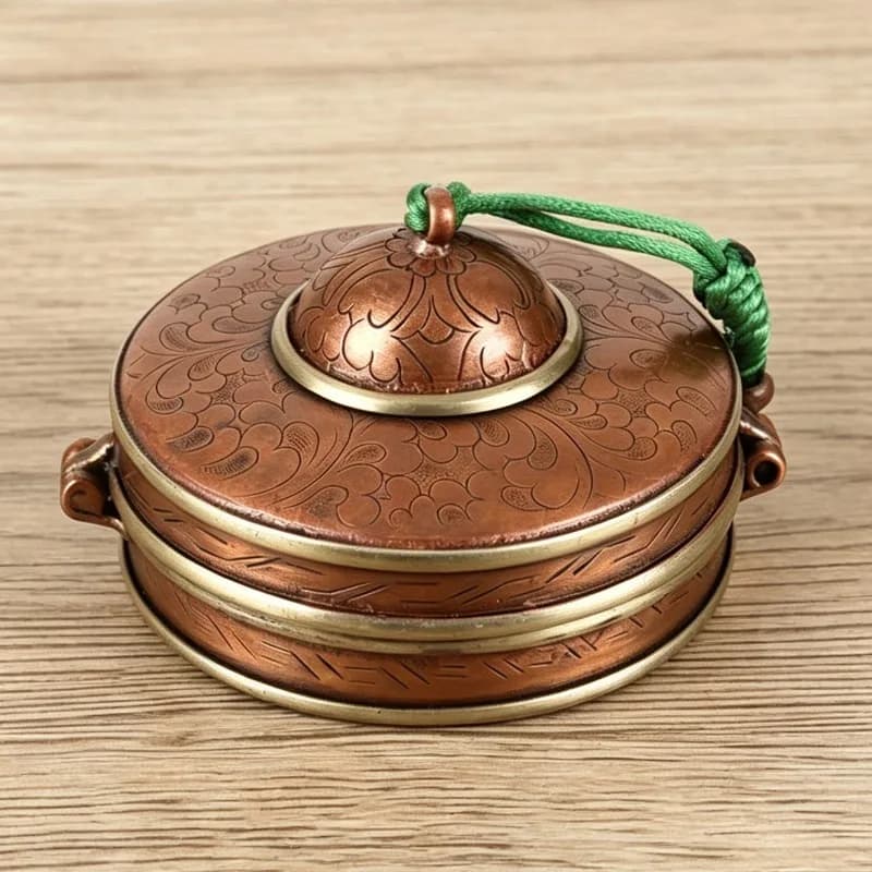 Tingsha Bell Box Sling Bells Copper Case Nepal Handmade Tingsha Cymbals Boxes Yoga Meditation Instruments Tibetan Storage Cases