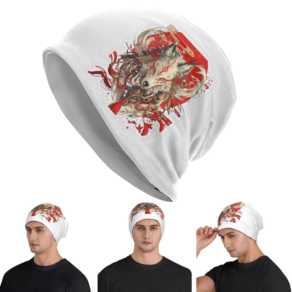 Japanese Okami Wolf Unisex Adult Beanies Caps Knitted Bonnet Hat Warm Hip Hop Autumn Winter Outdoor Skullies Hats