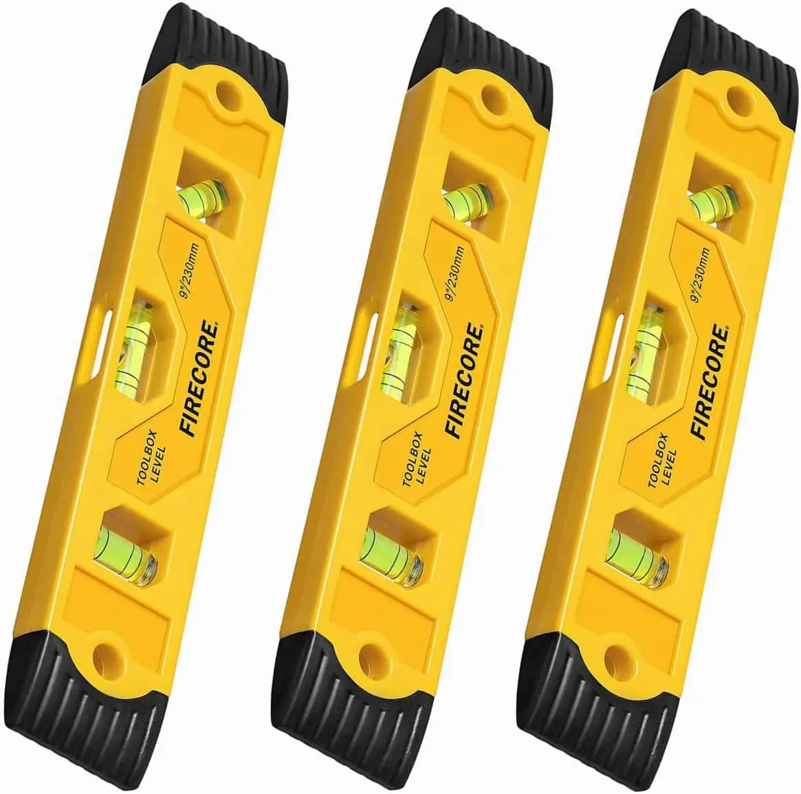 Set di 3 Livelle a Torpedo Magnetiche, Strumento Antiurto da 9 Pollici con Bolle a 45/90/180 Gradi per Misurazioni Precise