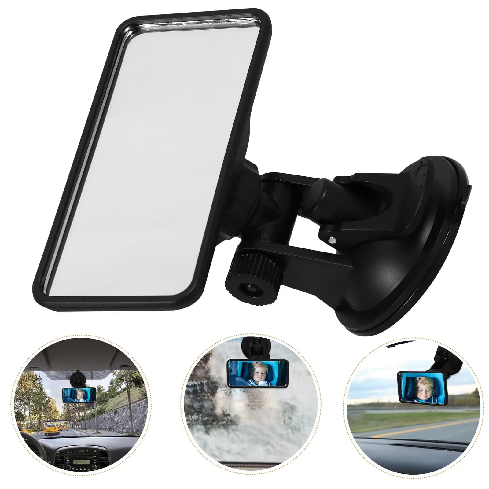 Specchietto Retrovisore per Punti Ciechi Auto, Quadrato in ABS 12060 Nero, Regolabile per Parcheggio, Guida Sicura, Monitoraggio Bambini