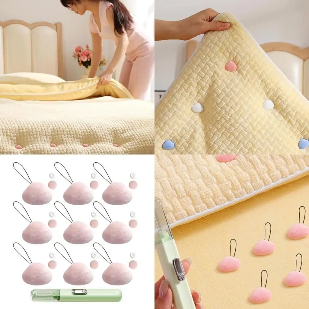 QX2E Set 9 eleganti fermagli per lenzuola, fermapiumini in peluche, disegni a fumetti per fissare facilmente piumini e nelle