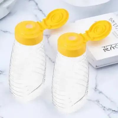 Set di 2 Bottiglie Riutilizzabili per Miele con Tappo Flip-Top, Dispenser Senza Disordine per Sciroppo, Ketchup, Senape, Condimenti, Olio, Aceto