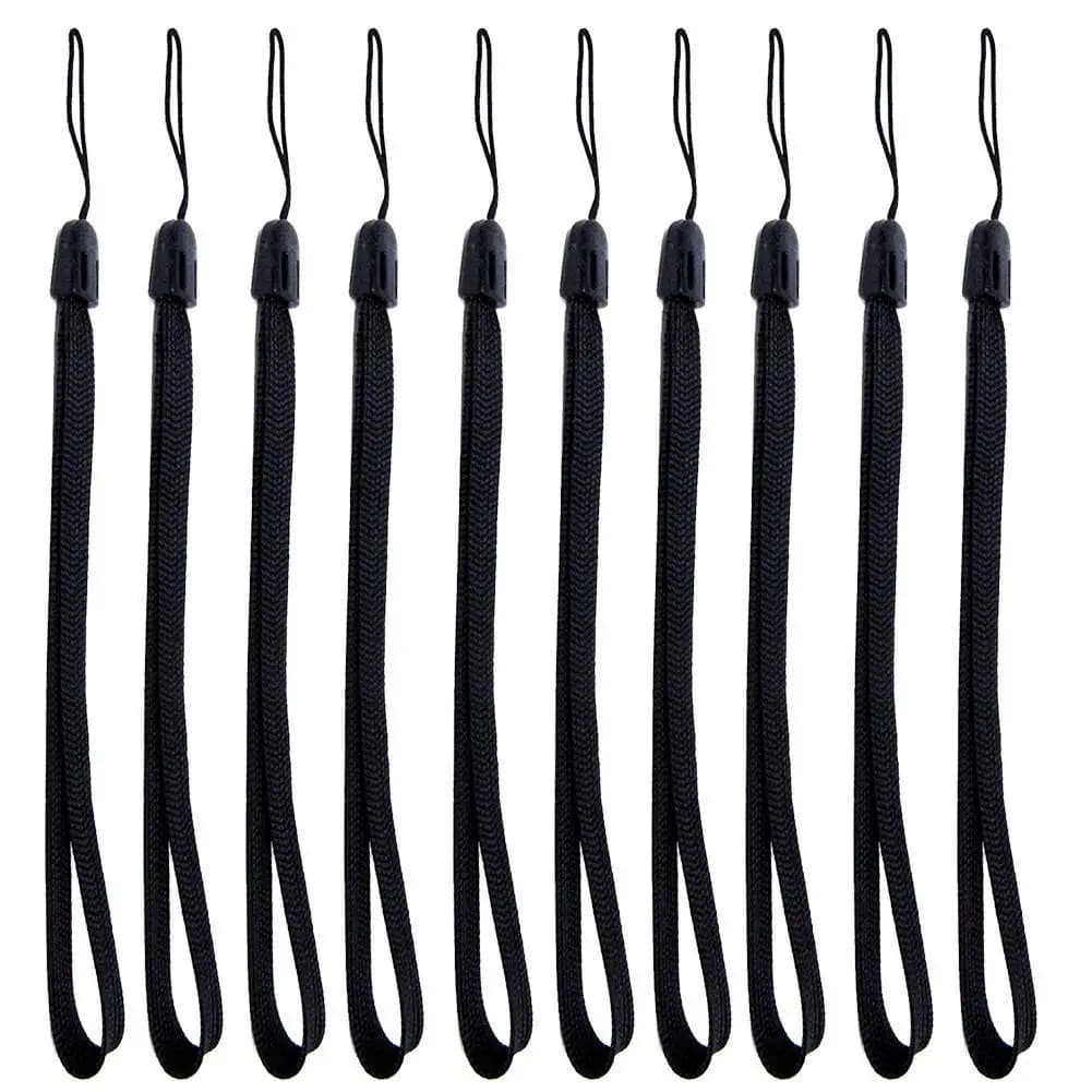 10 pz/set cordino cinturino da polso a mano cinturino da polso protettivo nero corda di pino Selfie Stick cordino cinturino per cellulare torcia elettrica
