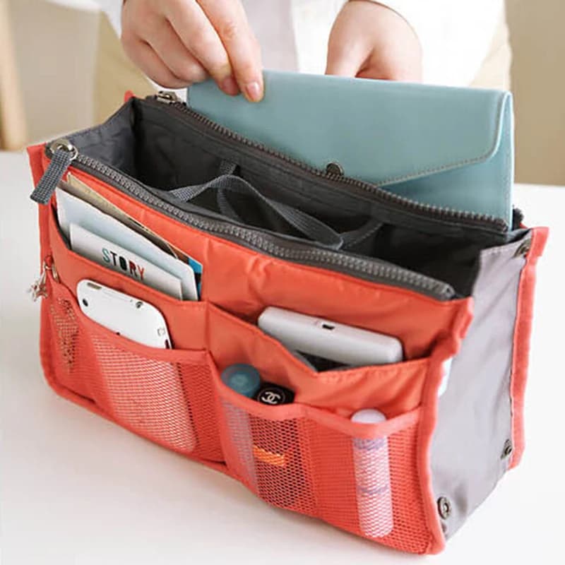 Borse per cosmetici in nylon per donna Tote Insert Borsa per trucco con doppia cerniera Borsa per articoli da toeletta Borsa per trucco da viaggio per ragazza all'aperto