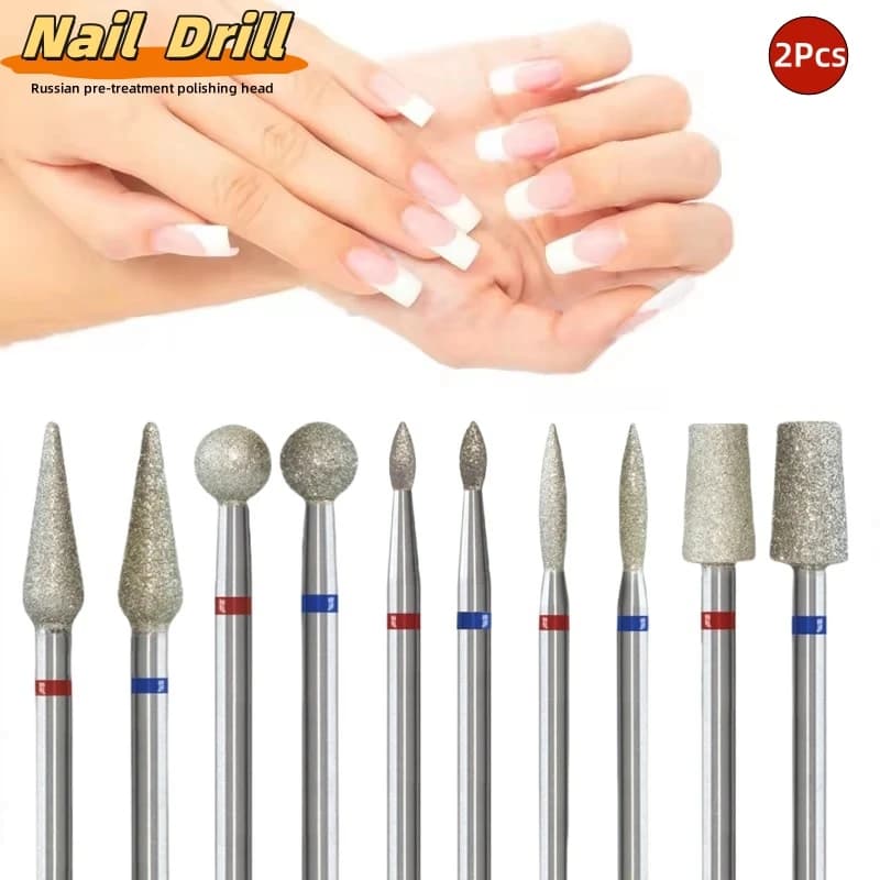 Set of 2 diamond tips for nail cutter, for removing cuticle and dead skin, Russian professional tool for nail preparation for manicure technicians