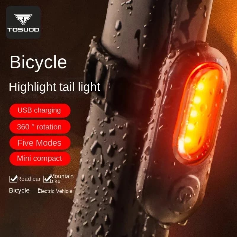 TOSUOD Luce da corsa notturna Diodo emettitore Fanale posteriore Spia di ricarica USB Accessori per biciclette da strada per mountain bike