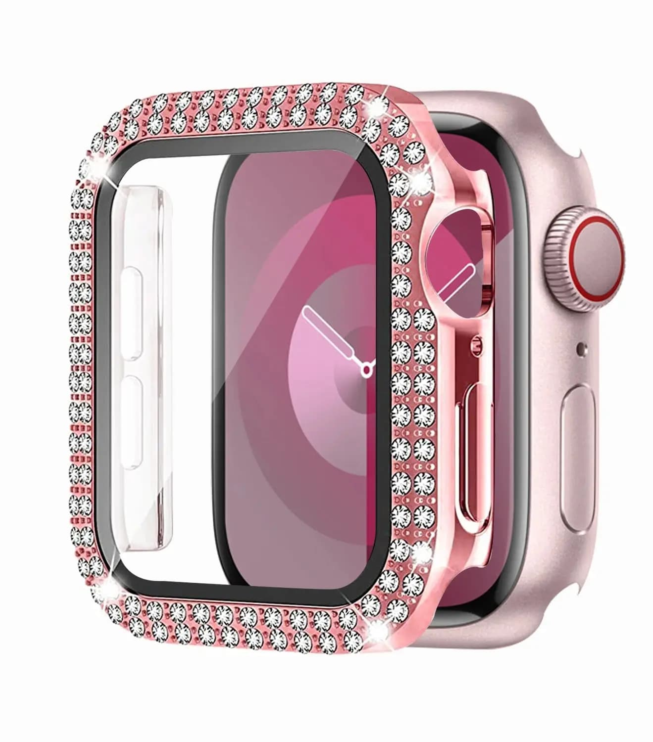 Custodia diamantata per Apple watch 40mm 41mm 44 mm45mm 42mm 38 accessori copertura protettiva paraurti Bling iWatch series 3 4 5 6 7 se 8 9