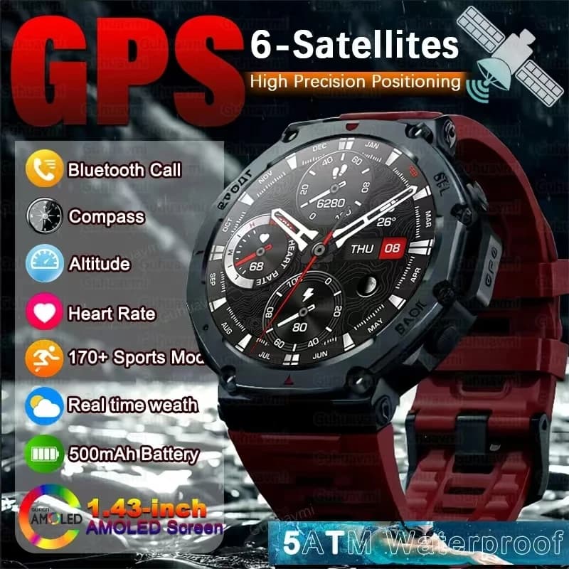 North Edge T-Rex Ultra GPS Smart Watch 5 ATM Impermeabile Built-in Dual-band GNSS Bussola Militare Sport Smartwatch Uomo 2025 Nuovo