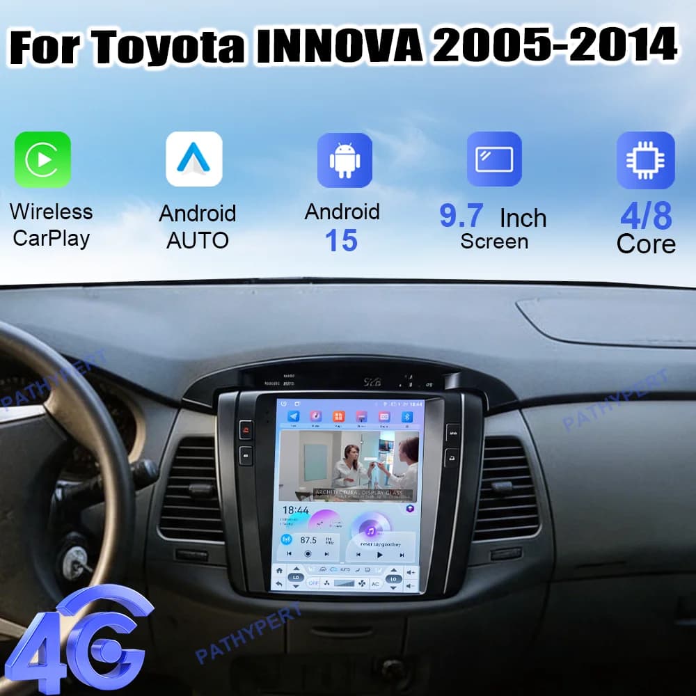 Android 15 Wireless Carplay AutoRadio 9.7" For Toyota INNOVA 2005-2014 Stereo Receiver Bluetooth 5.0 Head Unit GPS DSP 4G WIFI