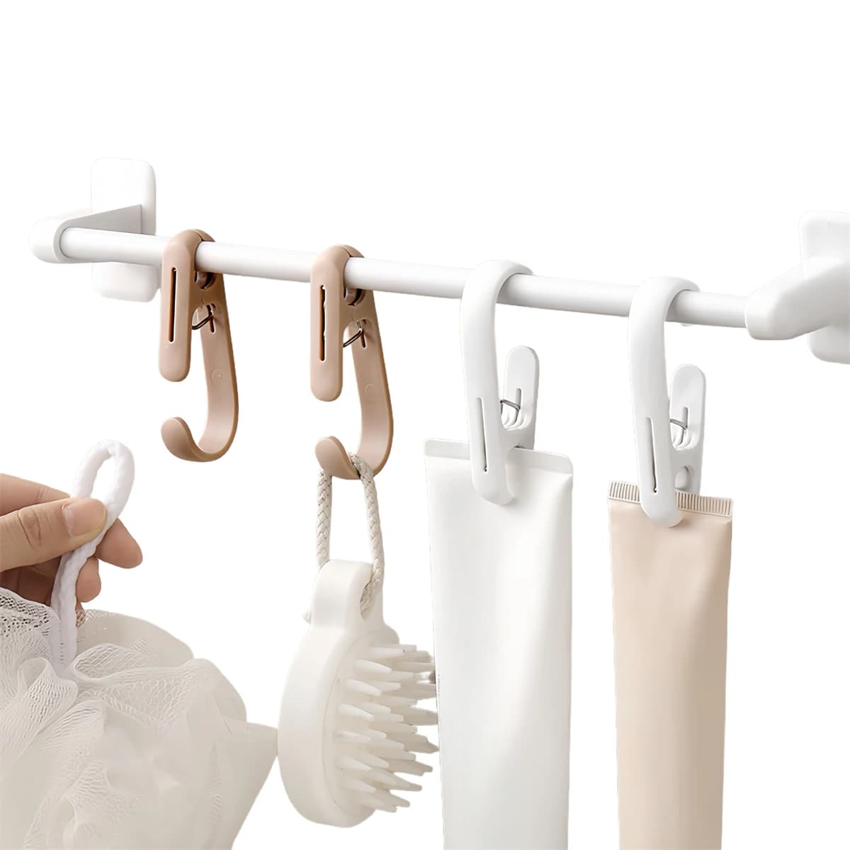 10 pieces plastic laundry hooks for curtains, clothes pins, towels, socks, clothes hangers with clips, hooks to store the house, organizer clip