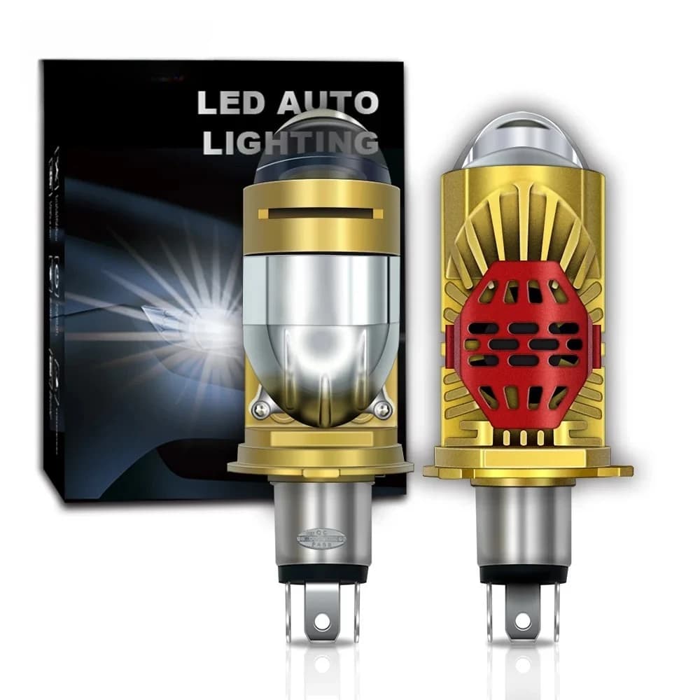 Stella Bi Proiettore con obiettivo LED H4 Mini lampadina 110W Canbus 14000LM Facile installazione Ventola Lente di raffreddamento Faro per auto/moto 8-90V