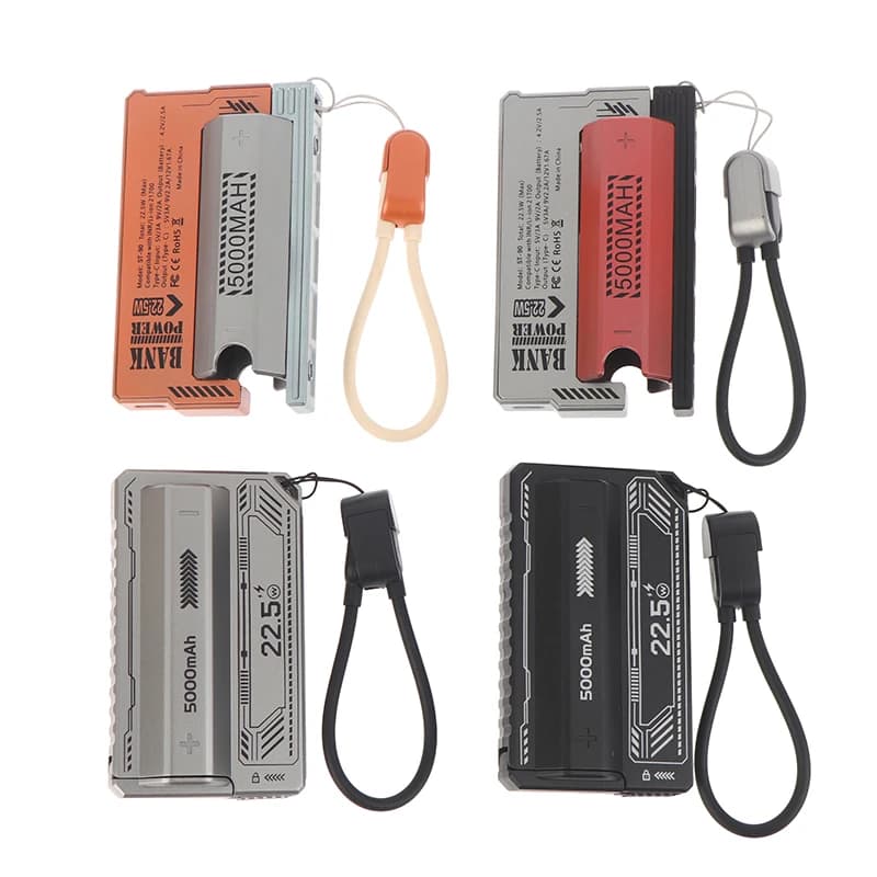 Custodia Power Bank 21700 con Ricarica Rapida PD 20W, Scatola Batteria Fai-da-te Rimovibile con Cavo Integrato