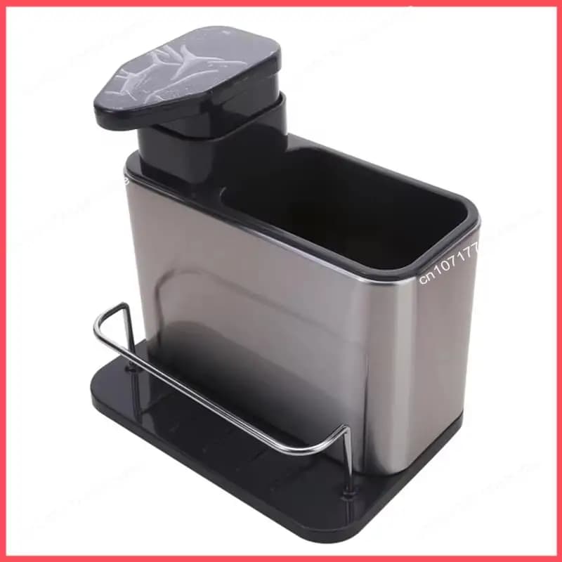 B52C Dispenser di sapone da cucina 3 in 1 con porta spugna, organizer per lavello in acciaio inossidabile, dispenser di sapone per piatti antiruggine