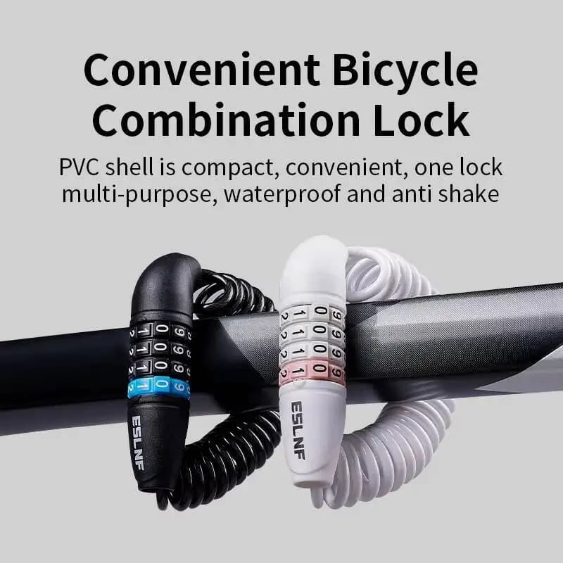 ESLNF Bike Lock Helmet Lock Four-digit Password Spring Lock Waterproof And Shock-absorbing Bicycle Lock Bicycle Accessories