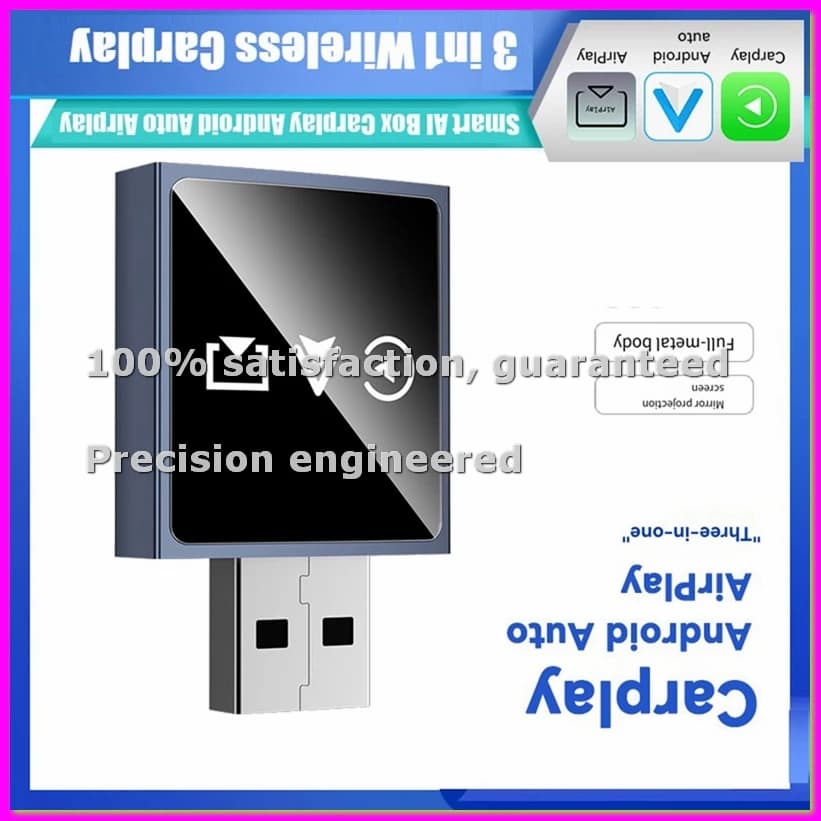 Adattatore Wireless 3 in 1 per Carplay, Android Auto e Airplay, Dongle USB per Convertire Carplay Cablato in Wireless, Plug and Play-ABFT