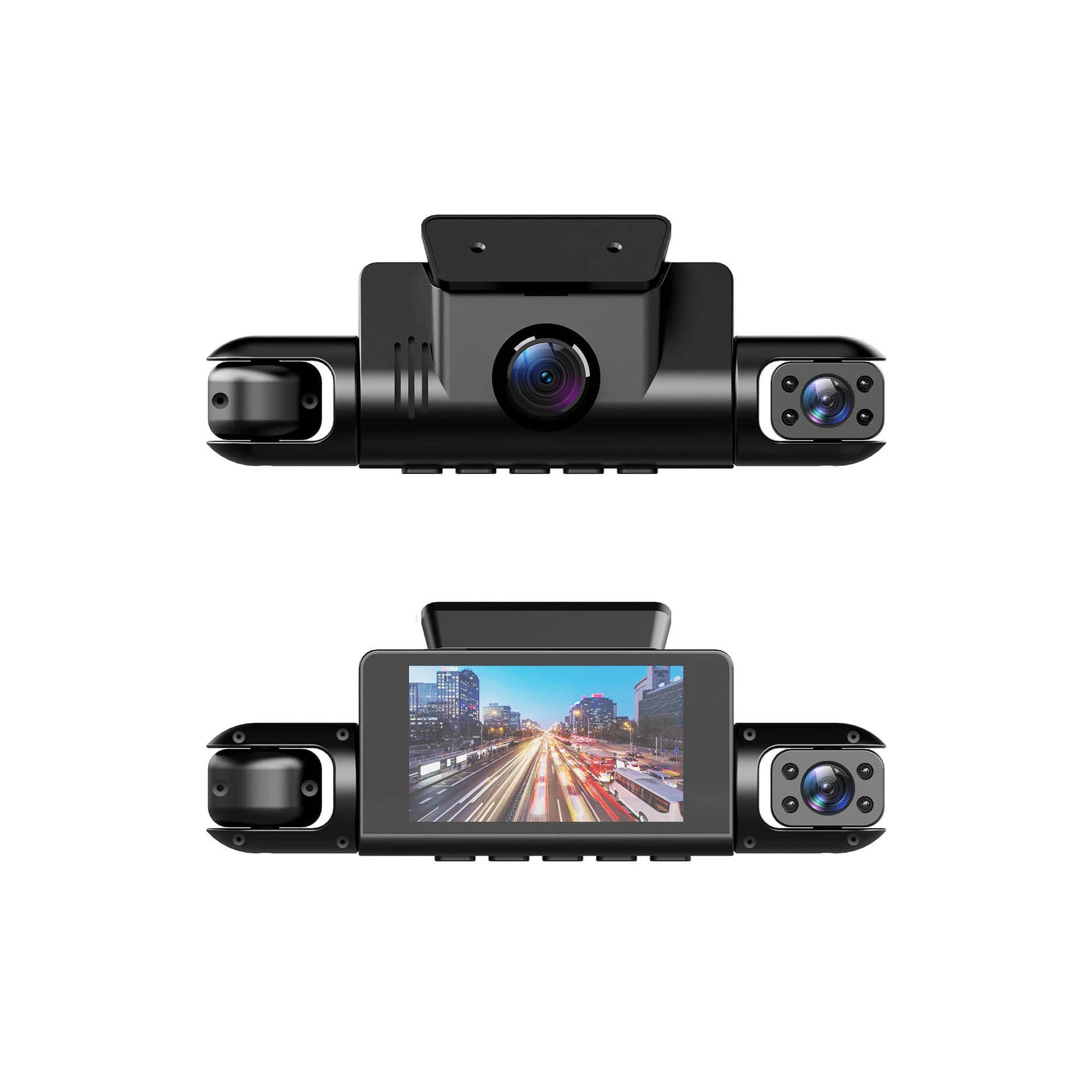 Nuova Dash Cam DVR a 4 Canali 1080P con Registrazione in Loop a 360° ° Telecamera da cruscotto con visione notturna, registratore e sensore G - Scatola nera per auto