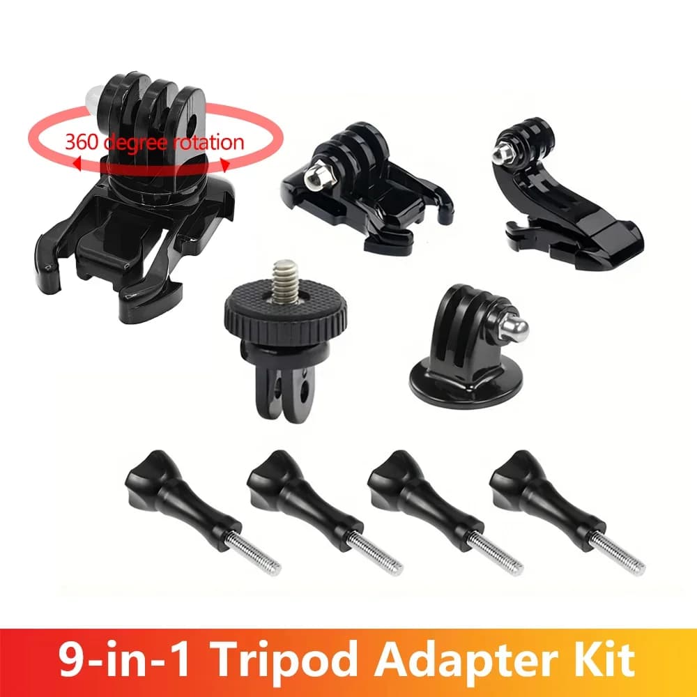 Kit Accessori per Fotocamera: Adattatore per Montaggio su Treppiede per GoPro Hero 13 12 11 10 9, DJI Osmo, Insta360, SJCAM, AKASO