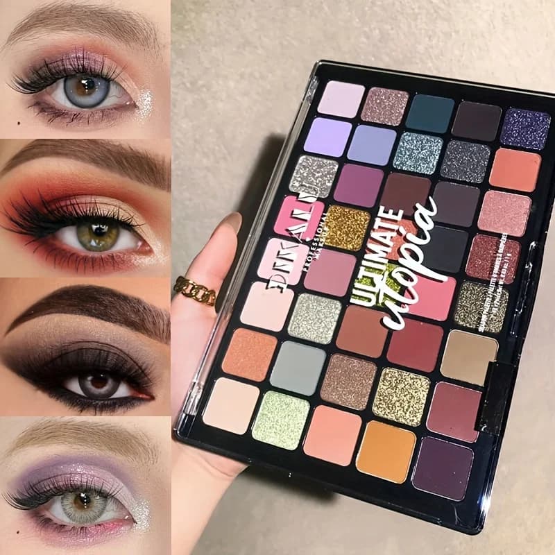 Palette di ombretti a 40 colori: finiture opache, luccicanti e satinate in marrone terroso, nude e toni multicolori per un look straordinario per il trucco degli occhi