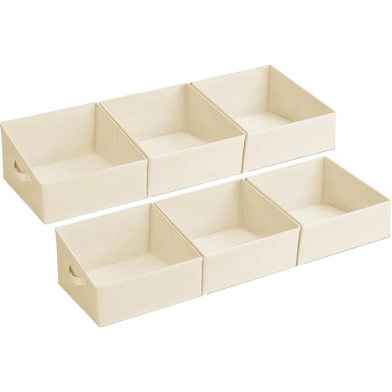 Fabric Storage Bins for Shelves - Collapsible Closet Organizer with Handles, 6 Pack Beige