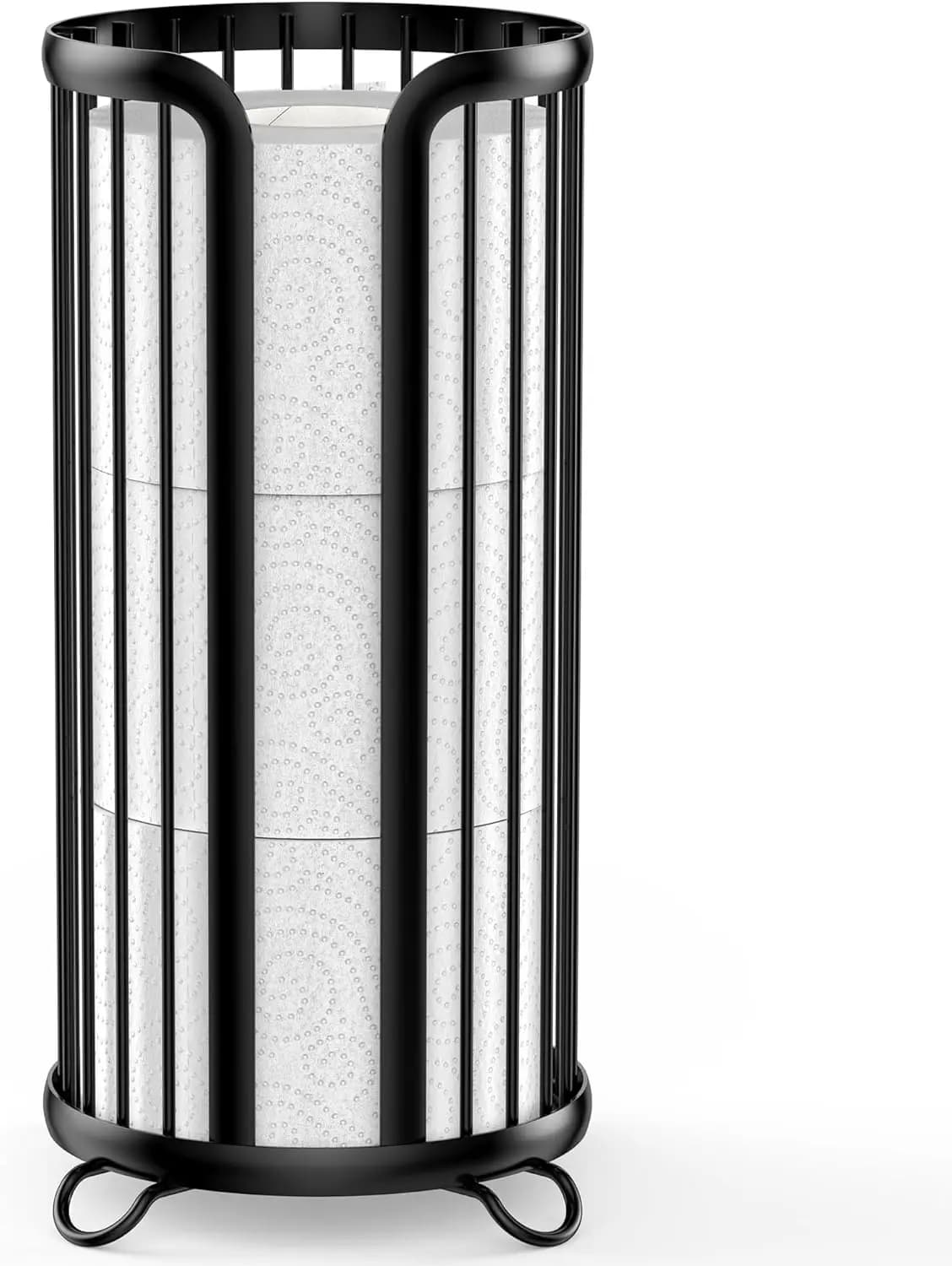 Portarotolo da terra con spazio per 3 mega rotoli, design moderno nero
