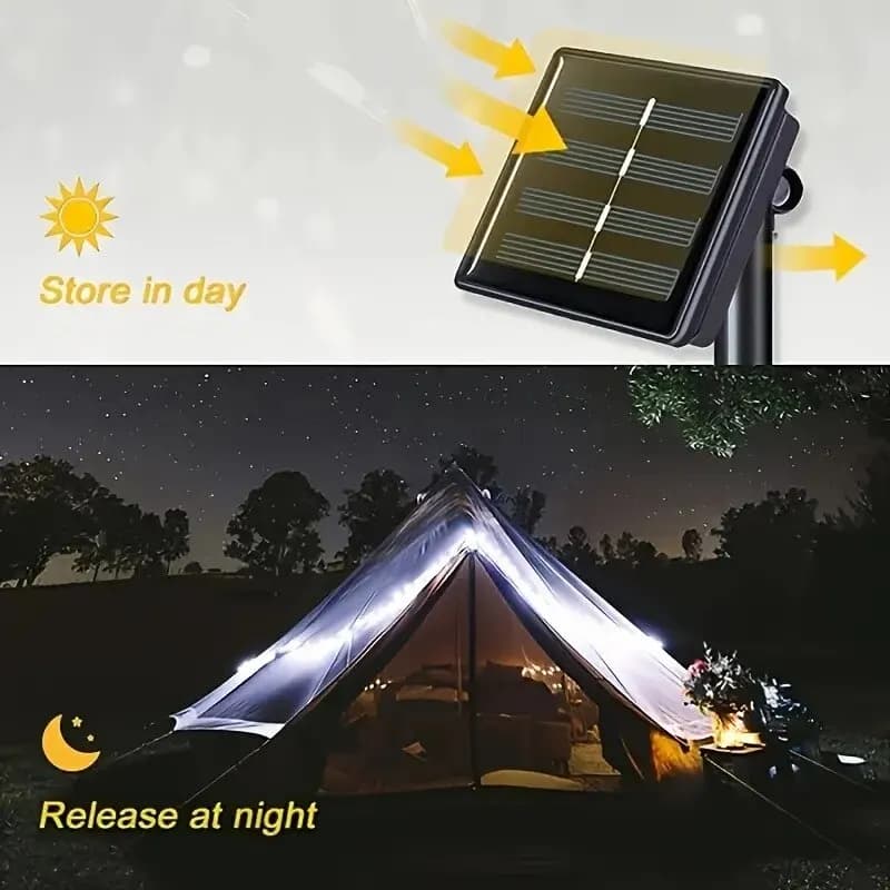 1 set di corde luminose solari - Lucine da esterno impermeabili in filo di rame a 8 modalità per giardino e Natale