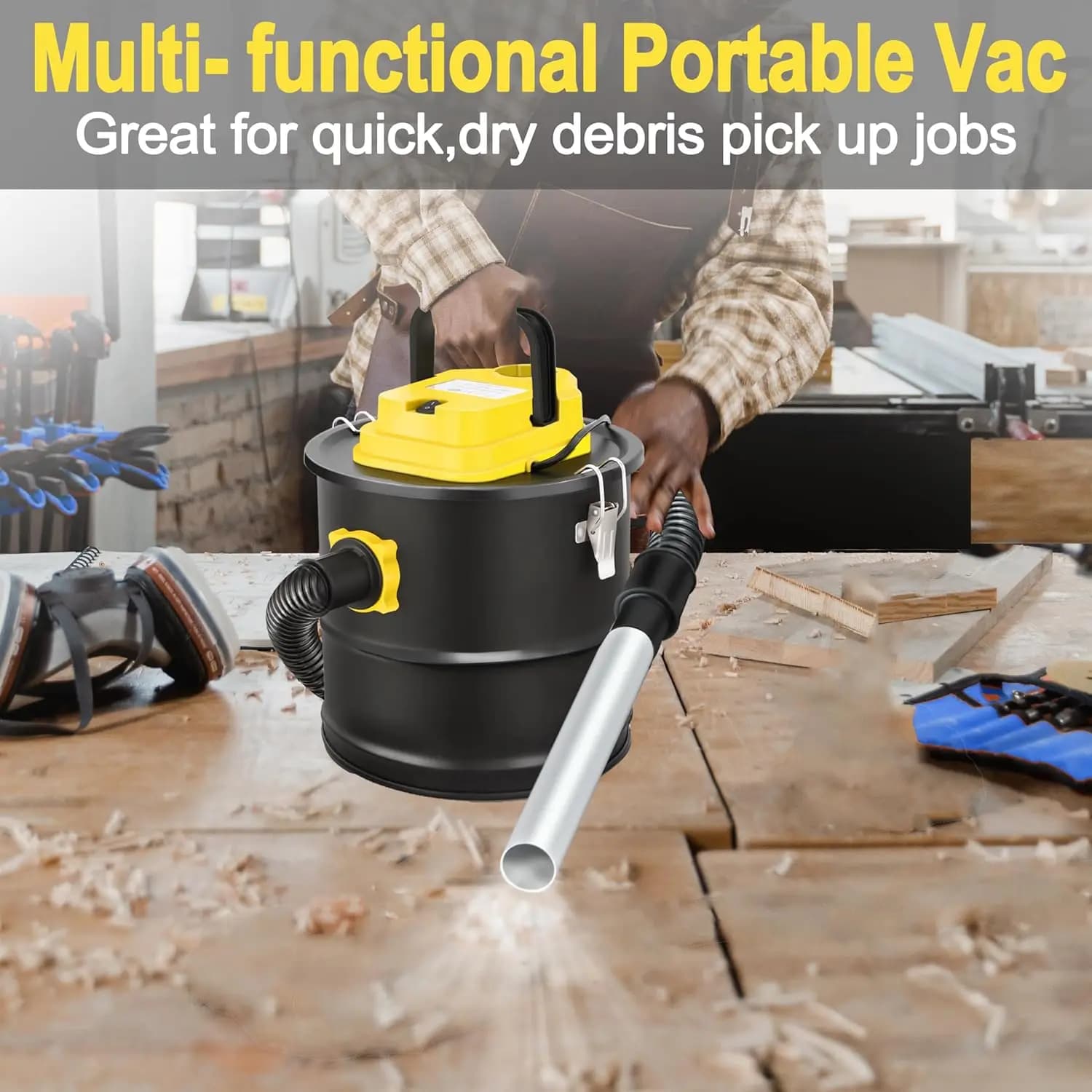 Aspiratore per cenere, aspiratore per stufe a pellet con base su ruote e funzione soffiante, aspirazione potente da 800W, aspiratore per cenere tutto in uno da 2,6 galloni per caminetti e stufe a pellet