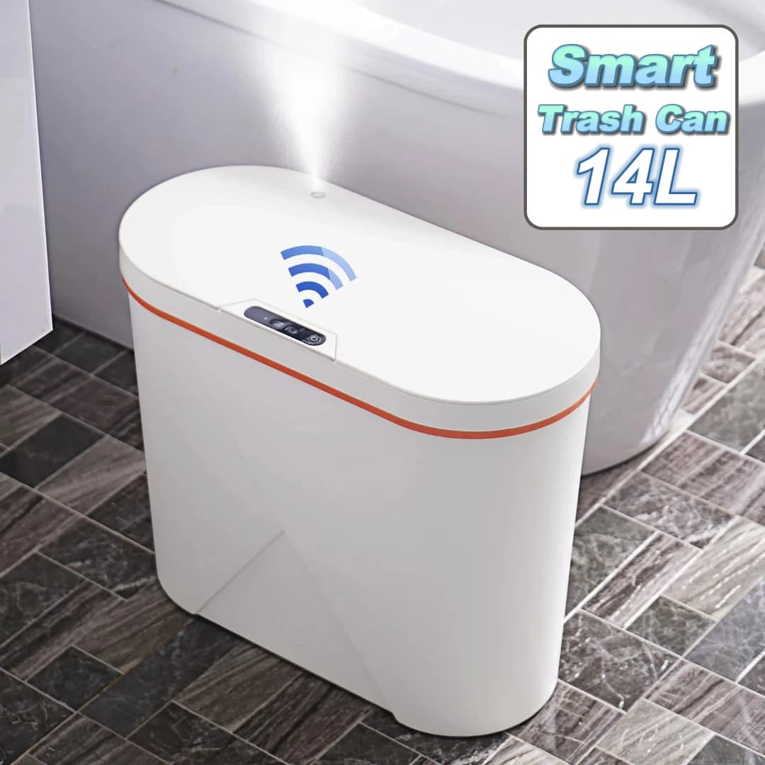 Pattumiera automatica con diffusore di oli essenziali, pattumiera da bagno con coperchio, pattumiera touchless con sensore di movimento, cucina camera da letto