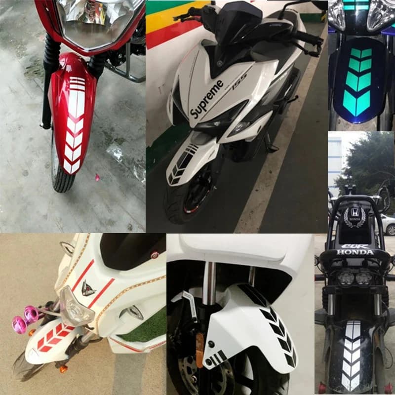 1/2/3set Universal Motorcycle Reflective Stickers Car Motorbike Scooter Arrow Stripes Decals Waterproof Warning Decoration