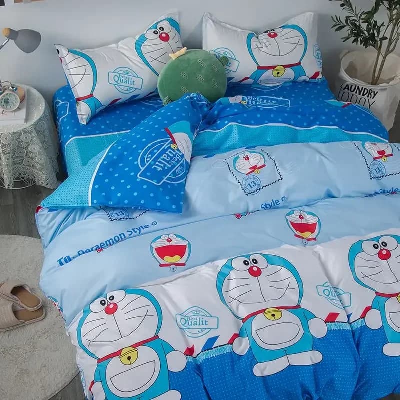 Doraemon Copripiumino Federa cartone animato dormitorio cartone animato simpatico lenzuolo biancheria da letto borsa trapunta Set biancheria da letto Studenti Lenzuola ragazzo ragazza