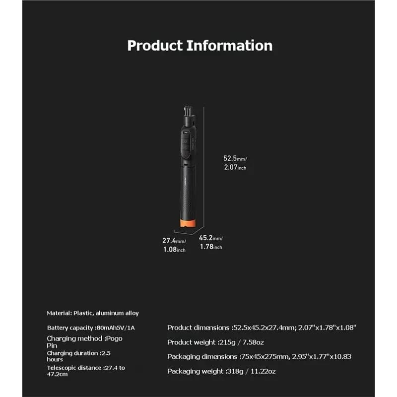 A55T Tripod Extendable Selfie Stick Remote Control For Underwater Diving With Buoyancy Handle For Action 6 In Waterproof Case