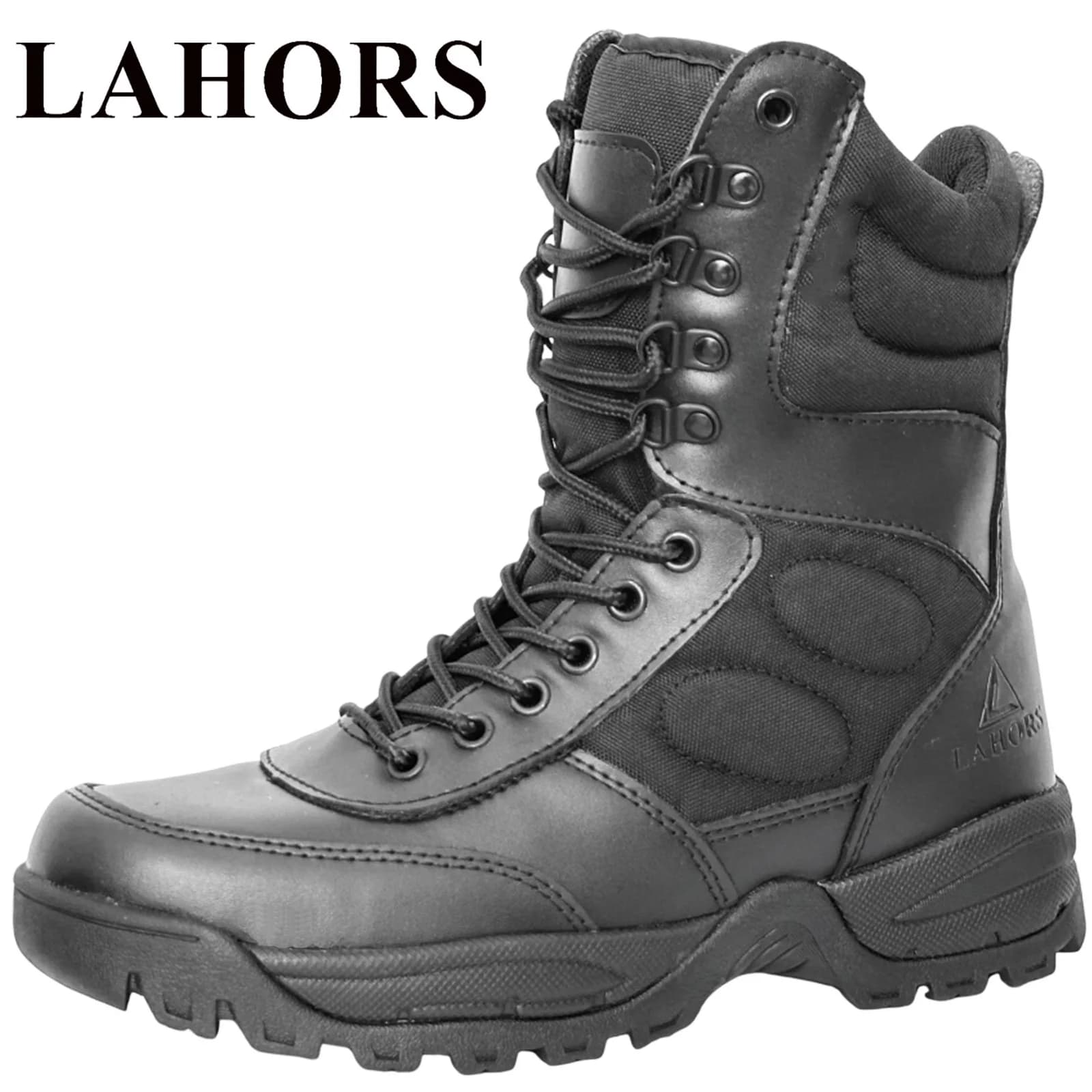LAHORS Stivali tattici leggeri in pelle di vacchetta di marca Stivali da uomo Stivali da combattimento nel deserto Stivali da trekking all'aperto Scarpe alla caviglia da uomo