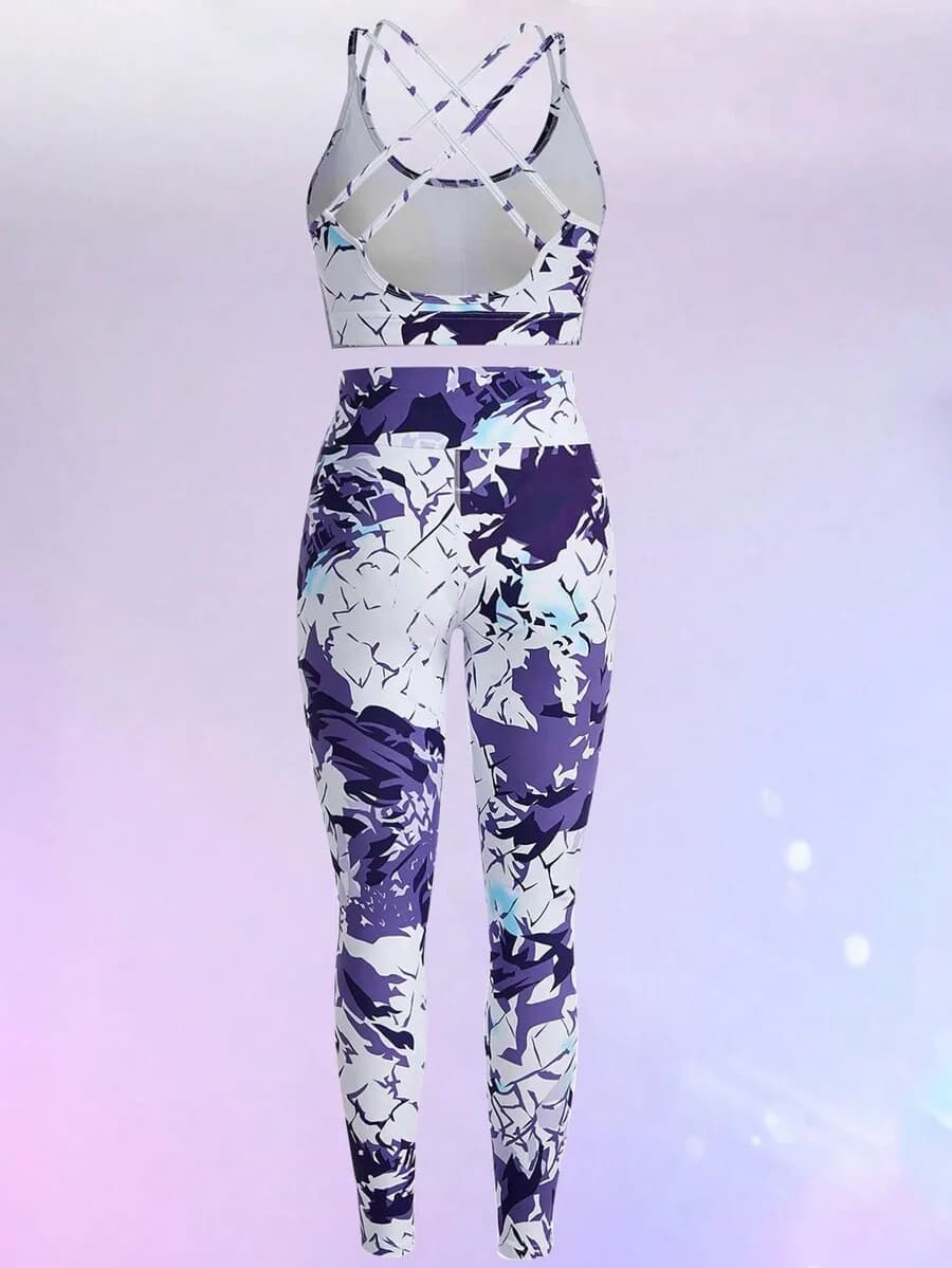 Set di abbigliamento sportivo da donna in 2 pezzi, reggiseno da yoga e leggings, completo da palestra