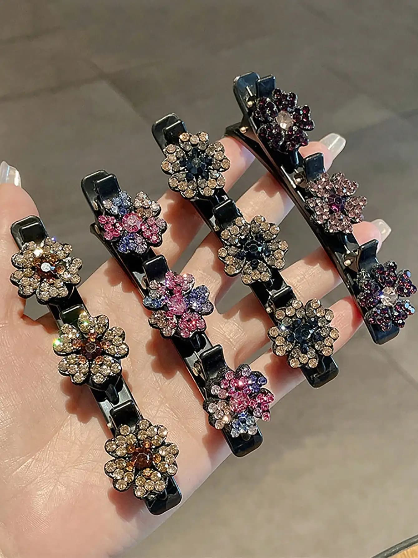 4 fermagli per capelli eleganti da donna in stile street, a doppio strato, con trifoglio intrecciato, fermagli per frangia, fermagli laterali, accessori per capelli, fermagli a pinza, fermagli a griffe, fermagli a scorrimento, accessori per la testa, forcine per capelli