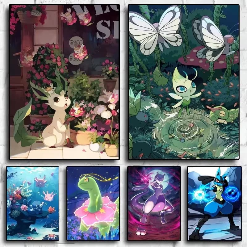 Anime Pokemon Leafeon Celebi 5D DIY Arte Pittura Diamante Ricamo a Punto Croce Mosaico Decorazione Casa Regalo Squisito