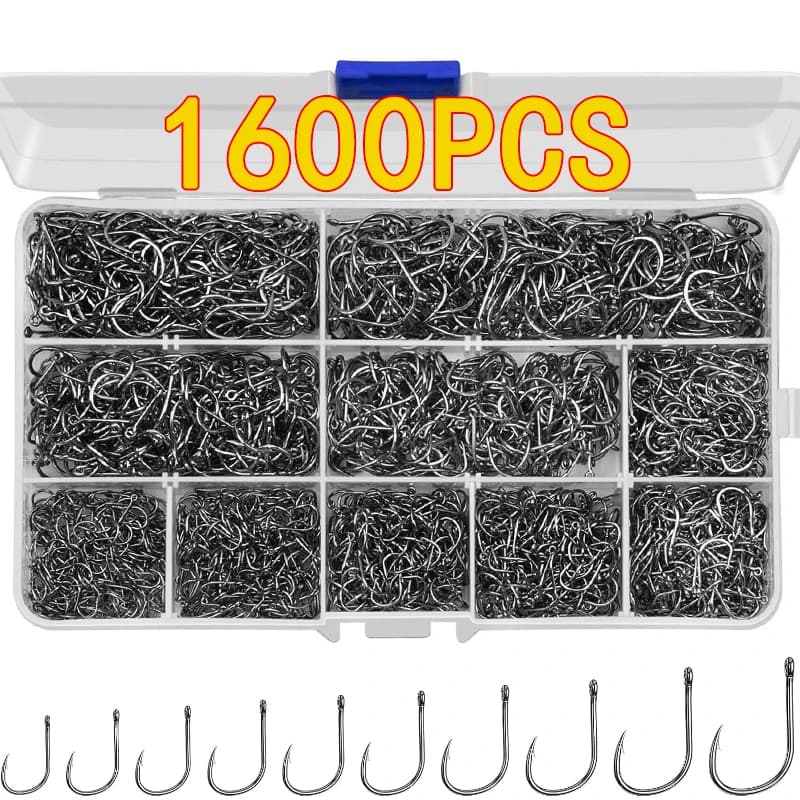 Carbon Steel Fishing Hooks 50-1600Pcs/Box Strong Sharp Silver Circle Fishhook 3#-12# Jig Barbed Pesca Portable Lure Bait Tackle