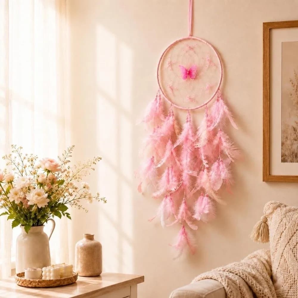 Handmade Butterfly Dream Catcher Wall Hanging Oranments Creative Gifts Butterfly Wind Chime Home Decoration Room Hanging Decor