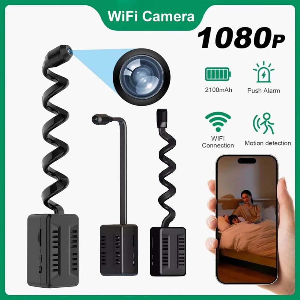 Mini Telecamera WiFi 1080P Wireless con Rilevamento di Movimento, Telecamera di Sorveglianza per Casa, Interni, Bambini, Cani e Gatti