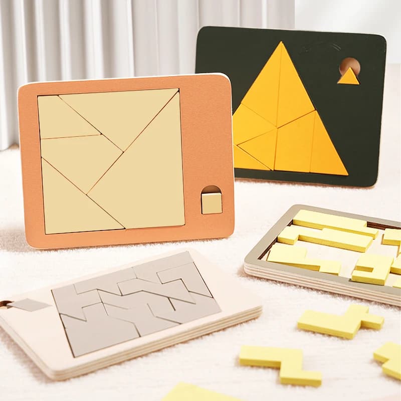 Puzzle geometrici in legno Sfida impossibile per bruciare il cervello Decompressione IQ Mente Rompicapo Puzzle per adulti Bambini
