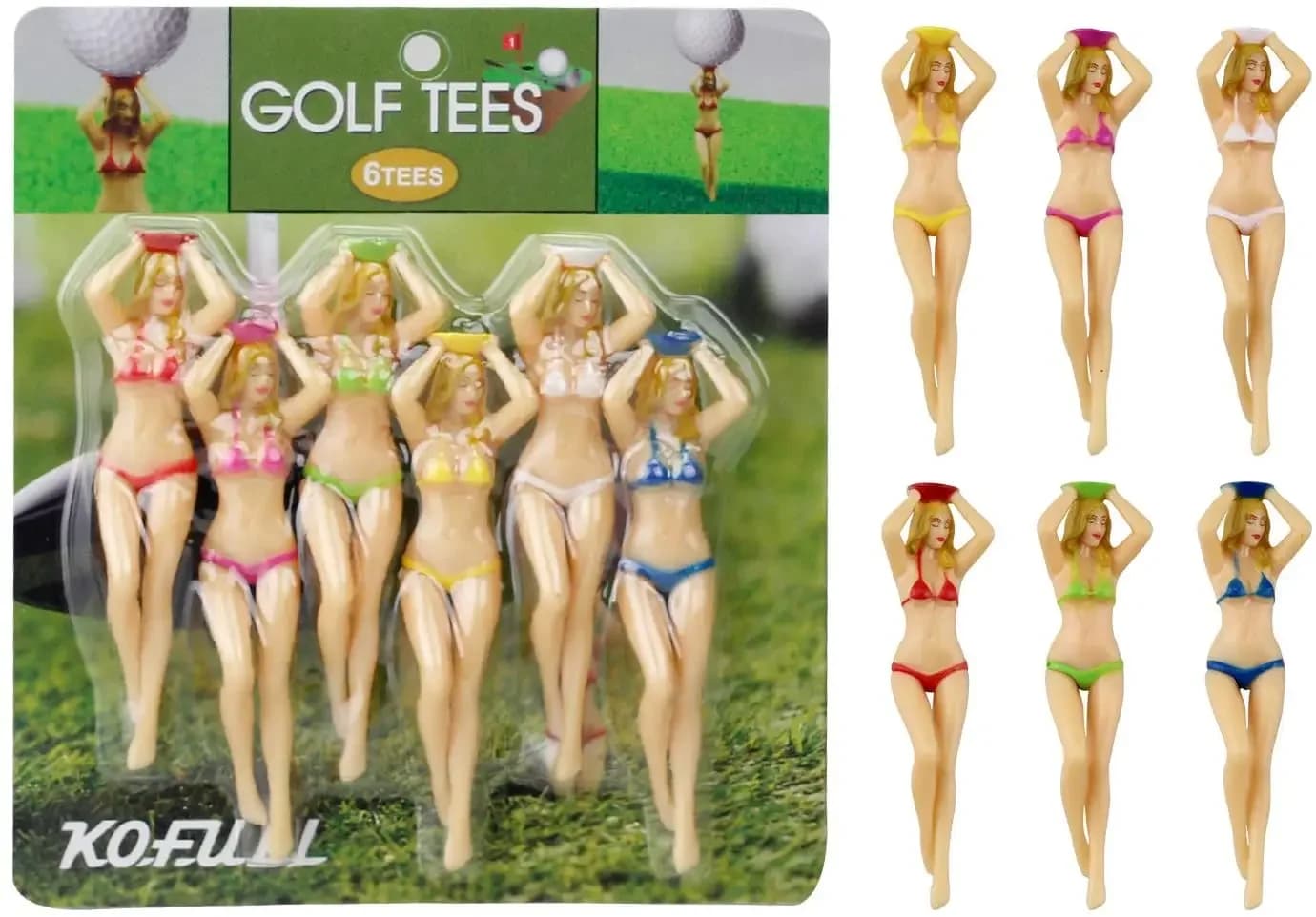6 pz/pacco T-shirt da golf in plastica da donna Accessori Taglia 76mm (3 pollici) T-shirt bikini sexy Regalo Il più nuovo design Sei colori Chiodo da golf