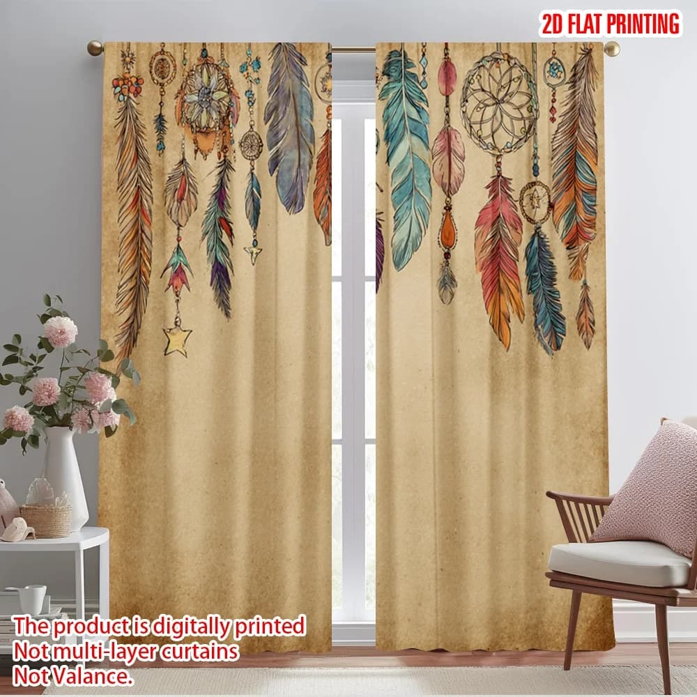 2pcs,2D plane printing Print Curtains DreamCatchers Durable Polyester (without rod) Versatile All Ldeal for Living Room,
