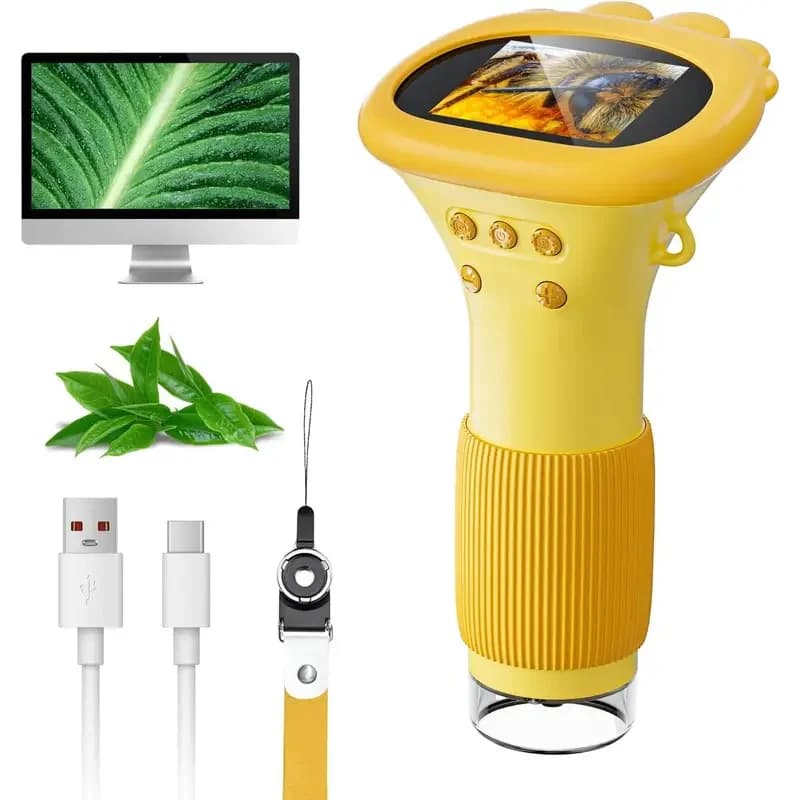 Microscopio Digitale Portatile NIUTOUBIRD per Bambini, Schermo IPS da 2 Pollici, Ingrandimento 1000X, con 8 Luci LED Regolabili