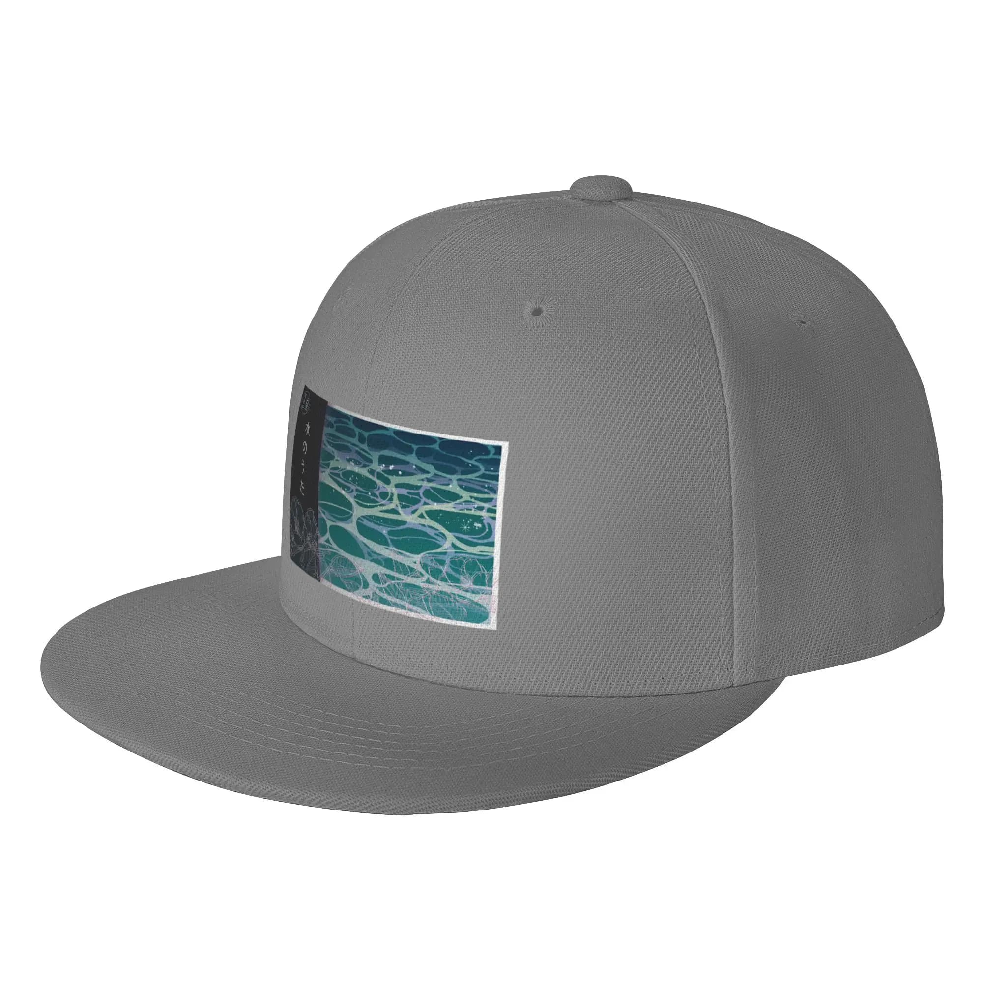 Fashion Song of Water City Pop Art Flat Brim Sun Hat Casual Style Black Cap