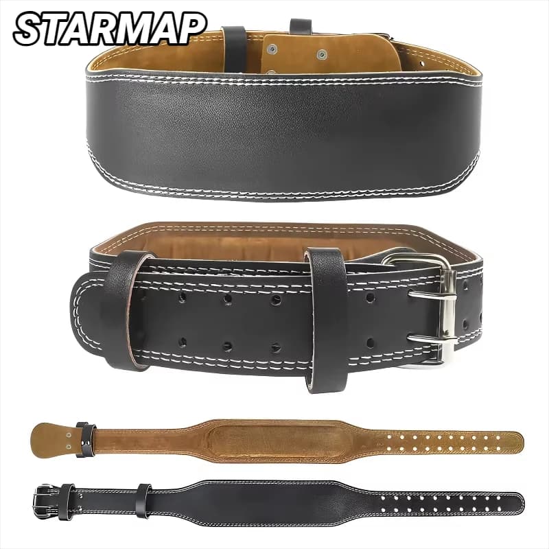Professional Waist Support Sports Safety Belt Protection Fitness Deep Squat Weightlifting Training Cowhide Weightlift Deadlift