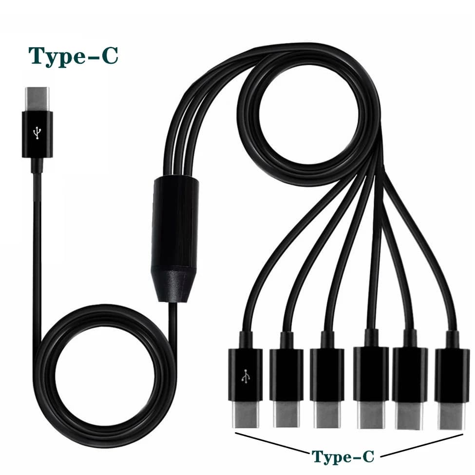 Type-C 1 Male to 2 3 4 6 Ports Type C USB C to USB C Male Y Splitter Fast charging data cable for smartphone Tablet
