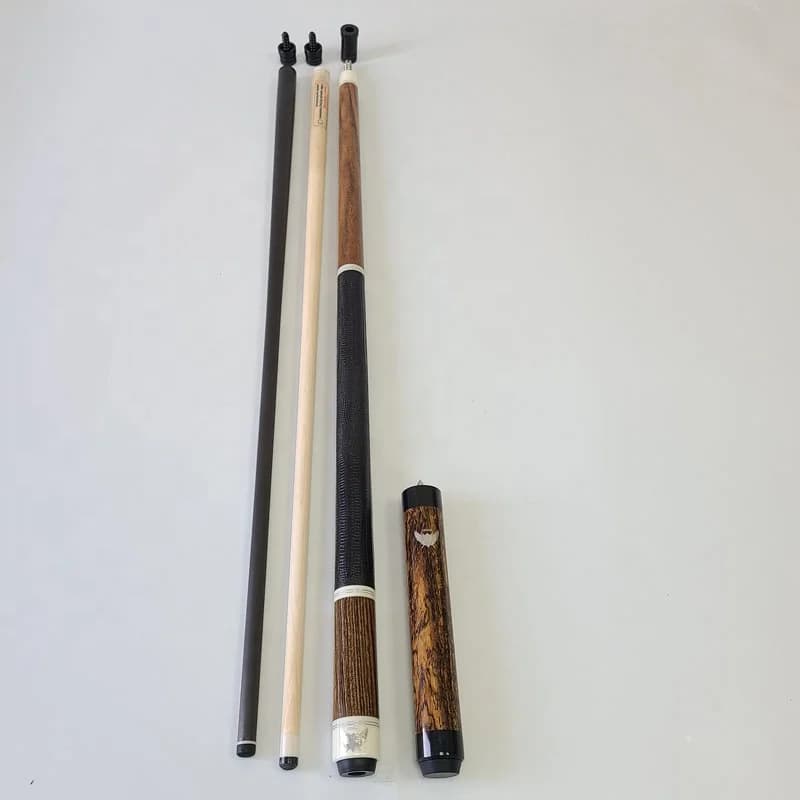 Set di Stecche da Biliardo Cueangel in Legno d'Ebano Dorato, 58 Pollici + Punta da 13mm, Asta in Carbonio con Perno Radiale ed Estensione