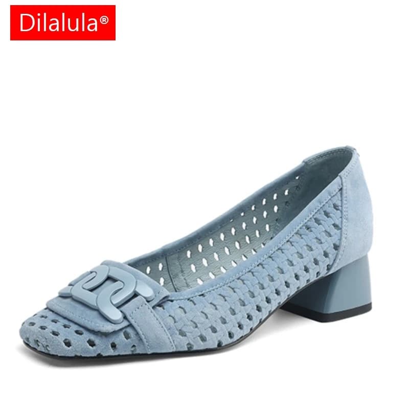 Dilalula 2025 Women's Breathable Shoes in Kids Suede Women's Shoes With Medium Heels Summer Elegant Shoes Women's Caves Size 41