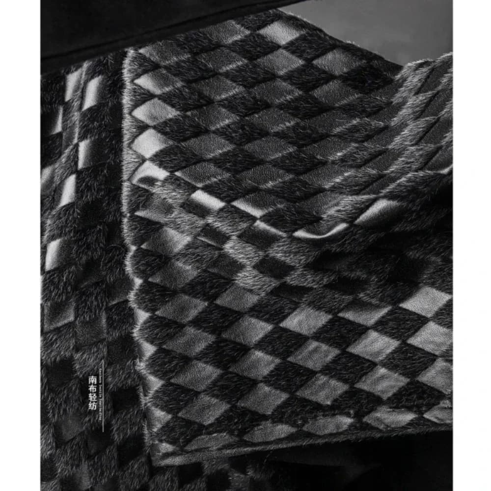 Tessuto in Pelle Sintetica Effetto Diamante Bianco e Nero, Materiale Creativo per Borse, Gonne e Cappotti, Vendita all'Ingrosso al Metro per Materiale da Cucito Fai-da-Te