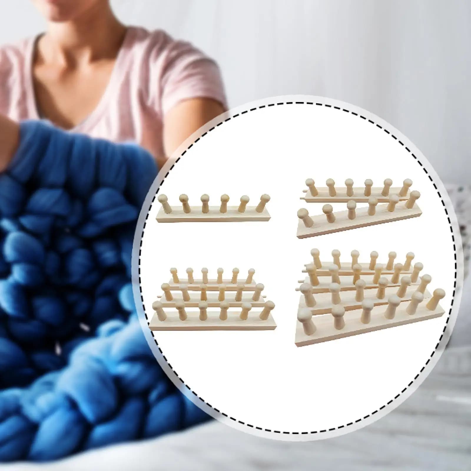 Kit Telaio in Legno per Tessitura Fai-da-Te, Avvolgitore di Filati per Cucito Domestico, Arazzi e Sciarpe Fatte a Mano